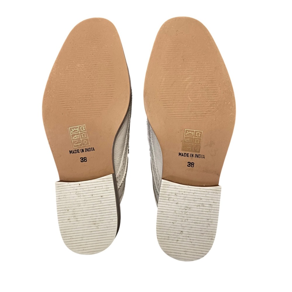 Free People Leather Laser Cut Mules Cream Bone Floral Perforated Loafers 38/7.5 - Picture 5 of 6